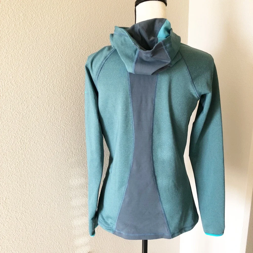 Nike Sweatshirt Womens Large Pro Hoodie Teal Green Long Sleeve